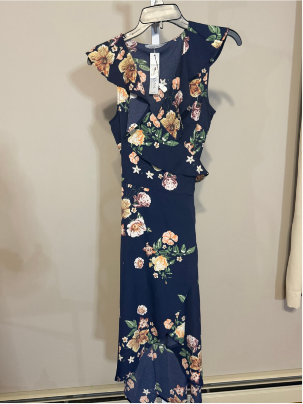Women's Arianna Howard Floral Midi Dress Navy Yellow Size S/M